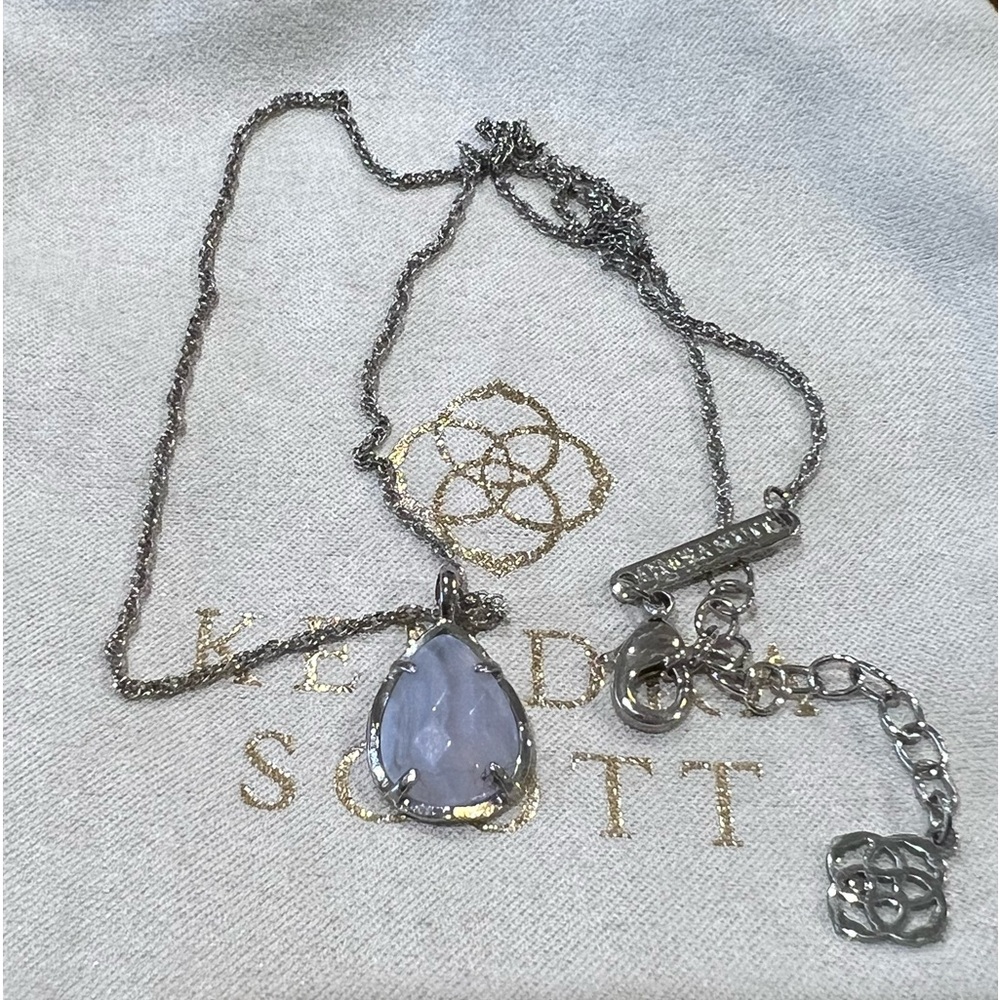 Kendra Scott, silver ice blue lace drop necklace